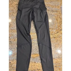 ATHLETA Contender Mesh 7/8 Leggings Tight Women Small Tall Black Zip Pocket RARE